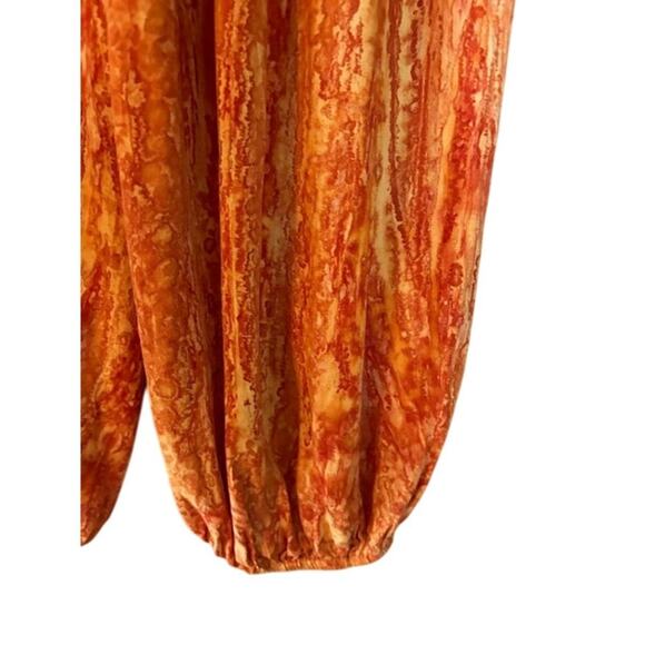 Boho Crinkle Viscose Burnt Orange Drawstring Pants – Free Size - Picture 3 of 4